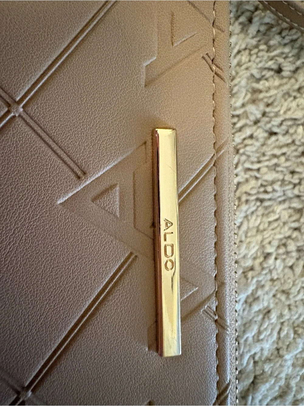 Aldo Taupe Embossed Wristlet Wallet with Gold Accent